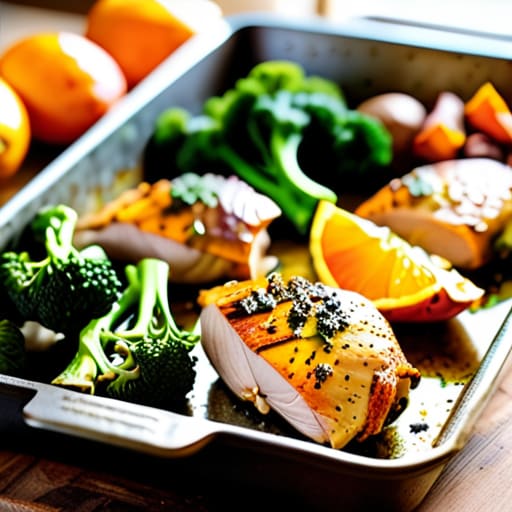 The Sheet Pan Savior chicken and vegetables.