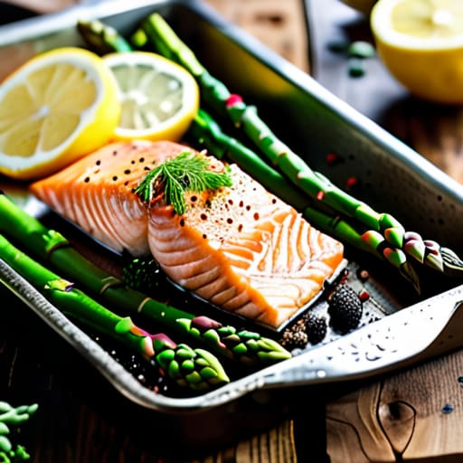 Lemon-Garlic Salmon and Asparagus meal.