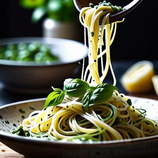 Quick Pesto Pasta with a Shortcut.