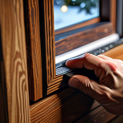Man weatherstripping a door to save energy.